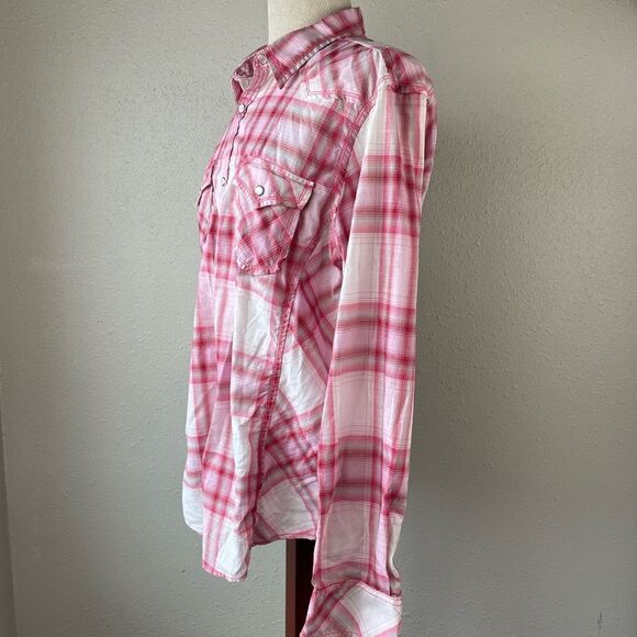 INC International Concepts Snap Down Full Sleeve Top Size L EUC - Picture 4 of 9